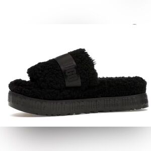 UGG AUS Fluffita Fur Slide Platform Sandals Logo Chunky Casual Winter Cozy Warm